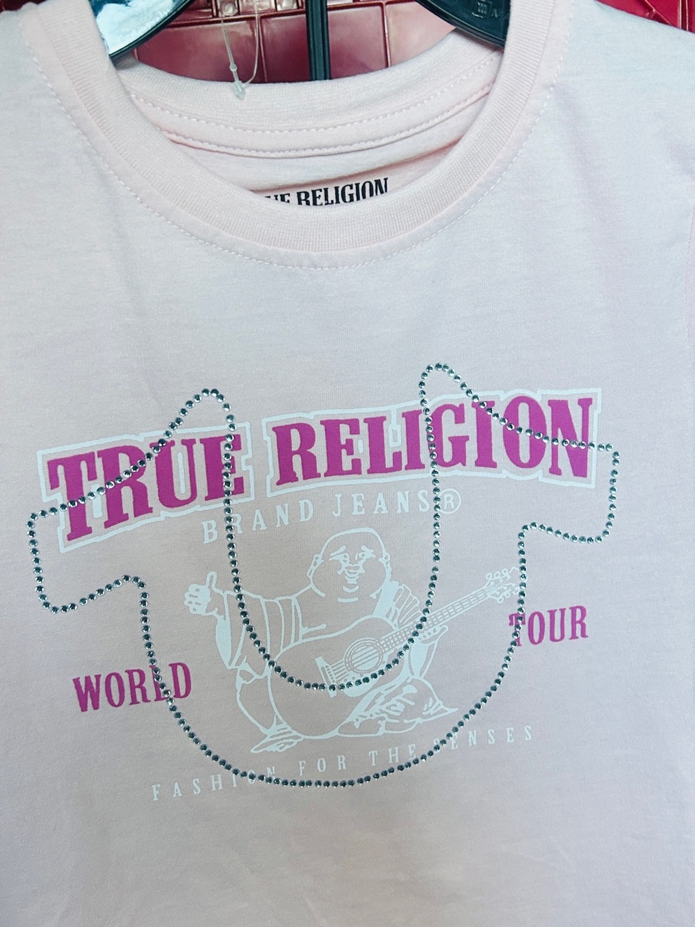 True Religion Light Pink Graphic Logo Tee & true religion, denim skirt - Picture 4 of 8